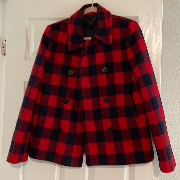 Jcrew Buffalo plaid pea coat